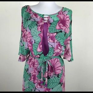 Anthropologie Leifnotes Hibiscus Dare Midi Dress